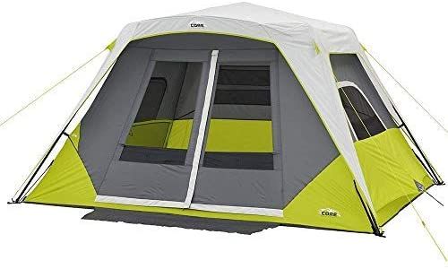 Product image for the Core 6 person instant cabin tent in grey and green.