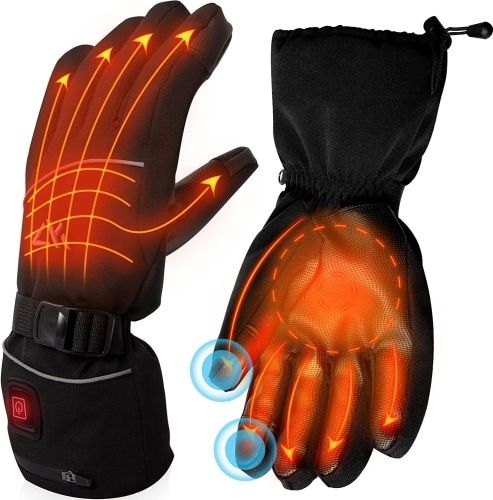 Product photo of Akaso Heated Hiking Gloves in black.