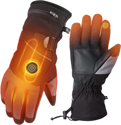 Product photo of Widitn Heated Waterproof Gloves for Snow in black.