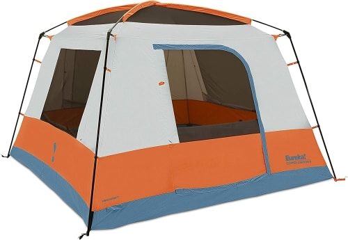 Product image for the Eureka Copper Canyon tent in white, orange and blue.