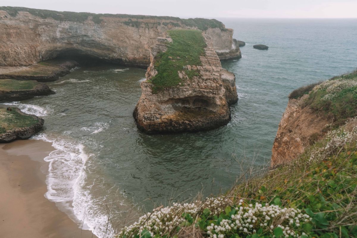 shark fin cove with caves and unique rock formations
