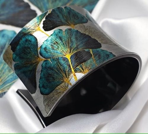 Turquoise Gingko Leaf Cuff Bracelet.