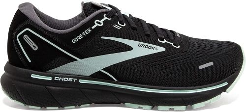 Product photo for the Brooks Women’s Ghost 14 GTX in black and mint.