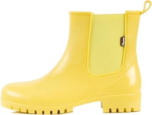 Product photo for the Planone Short Rain Boots for Women in yellow.
