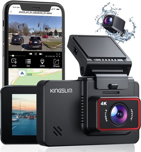 Kingslim D4 4K Dual Dash Cam product image.