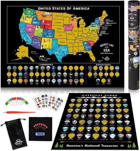 Scratch Off Maps of the United States and US national parks.