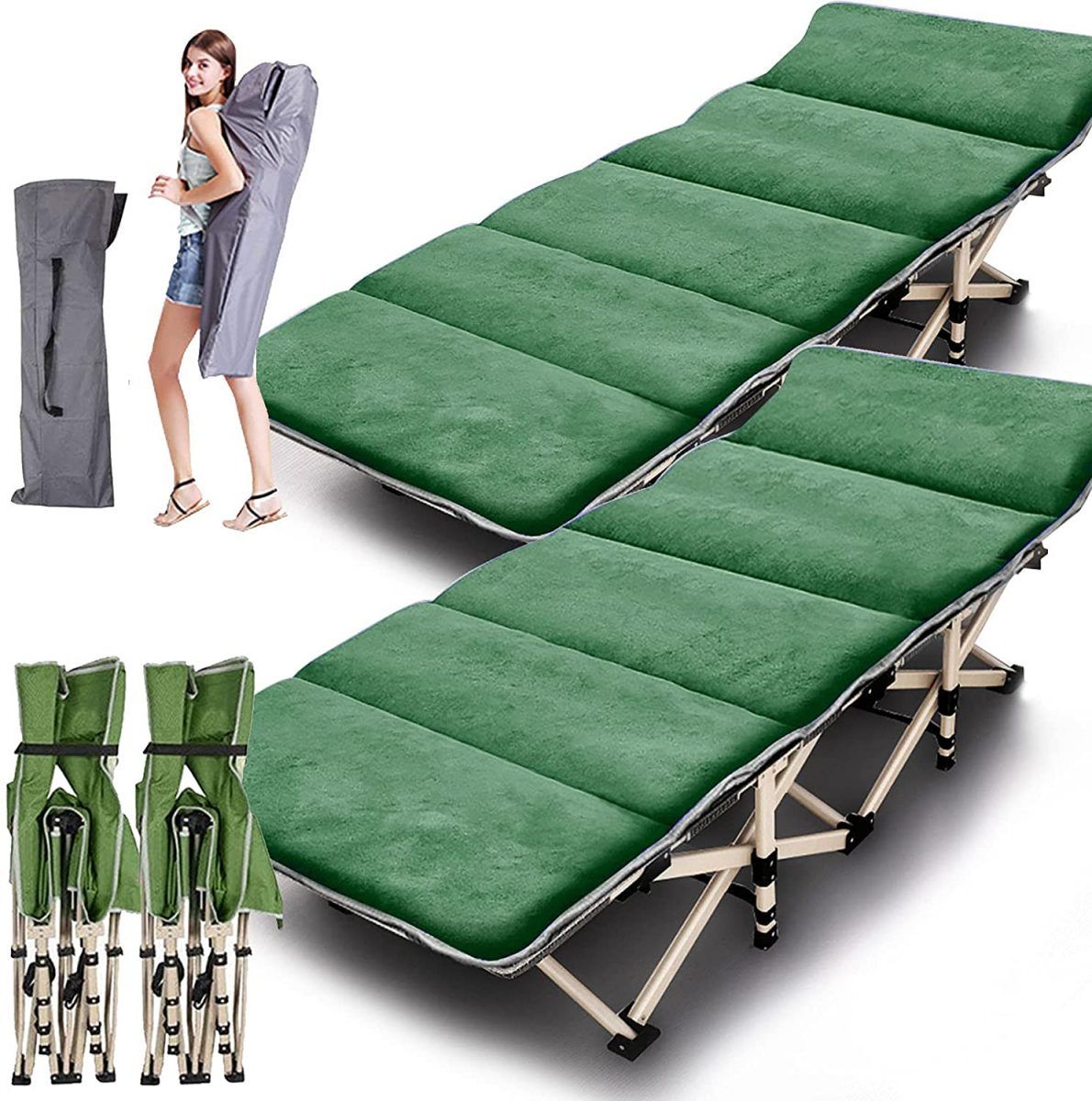 ABORON 2 Pack Folding Camping Cots