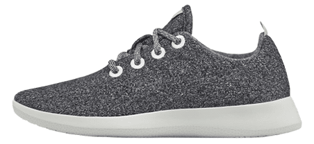 Allbirds Wool Runners in grey Merino wool with white eyelets and a white Sweetfoam outsole