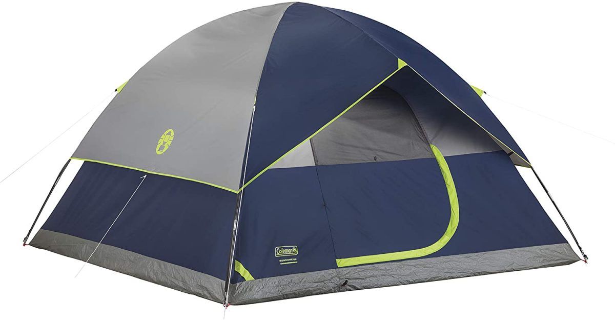 Product image for the Coleman Sundome Tent in dark blue and grey.