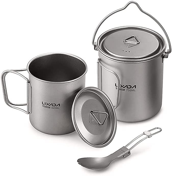 Lixada Camping Titanium Cookware Set