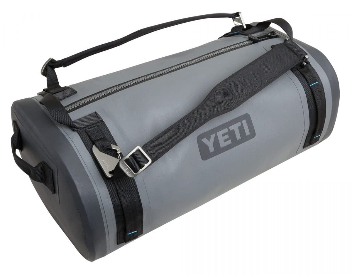 Product photo for the YETI Panga 50 Dry Duffel in grey.
