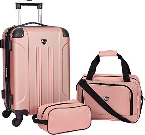 Product image for the Travelers Club Sky+ Luggage Set in pink.