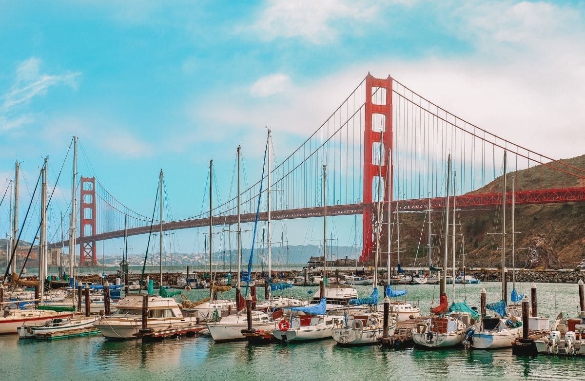 Presidio Yacht Harbor and the Golden Gate Bridge