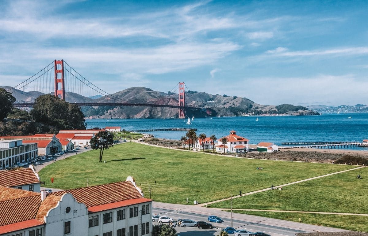 Golden Gate Bridge view at Crissy Field
