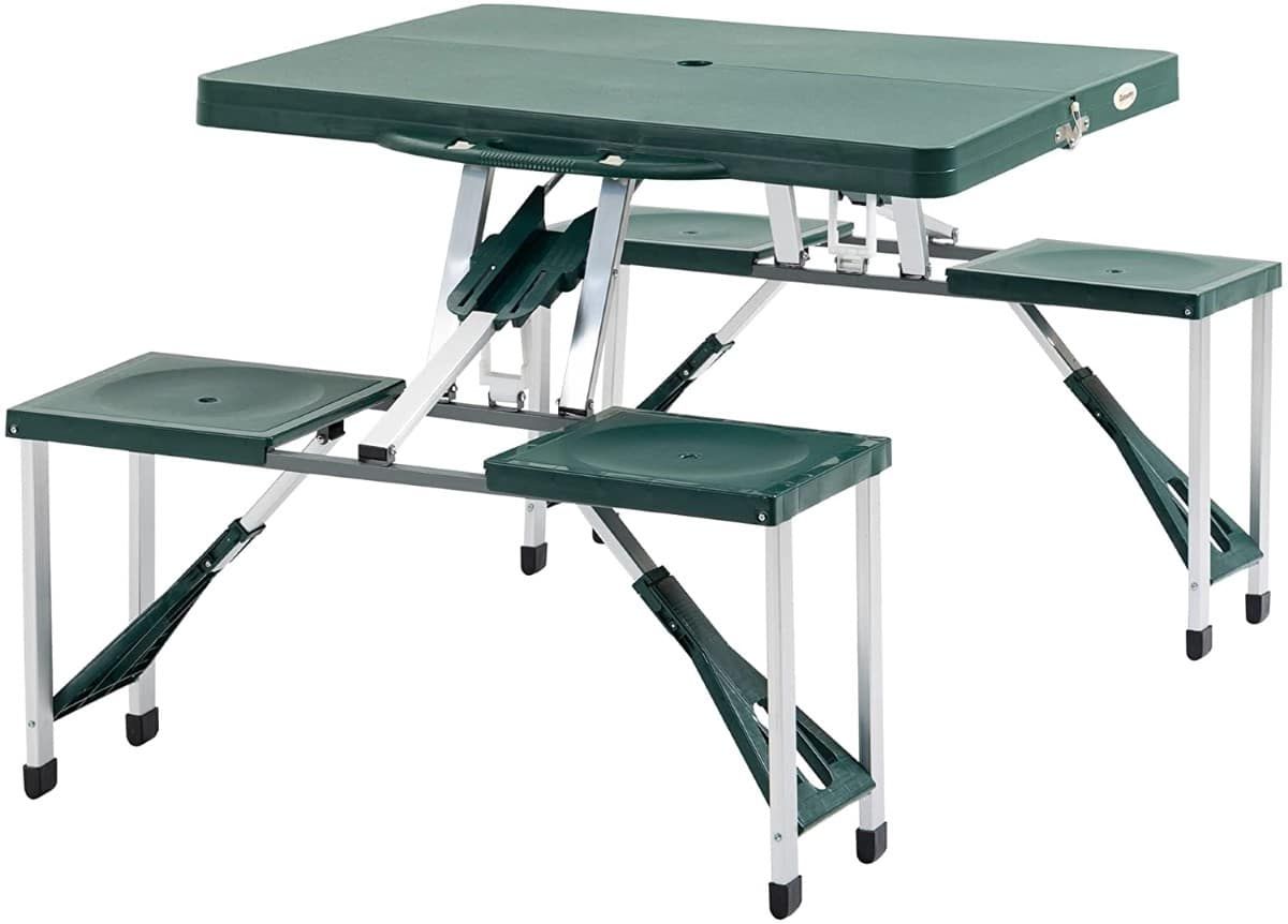 Outsunny Portable Foldable Camping Table Set with Four Chairs