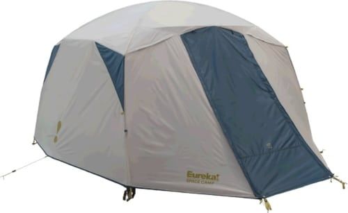 Product image for the Eureka Space camp 6 person hot weather tent in grey and blue.