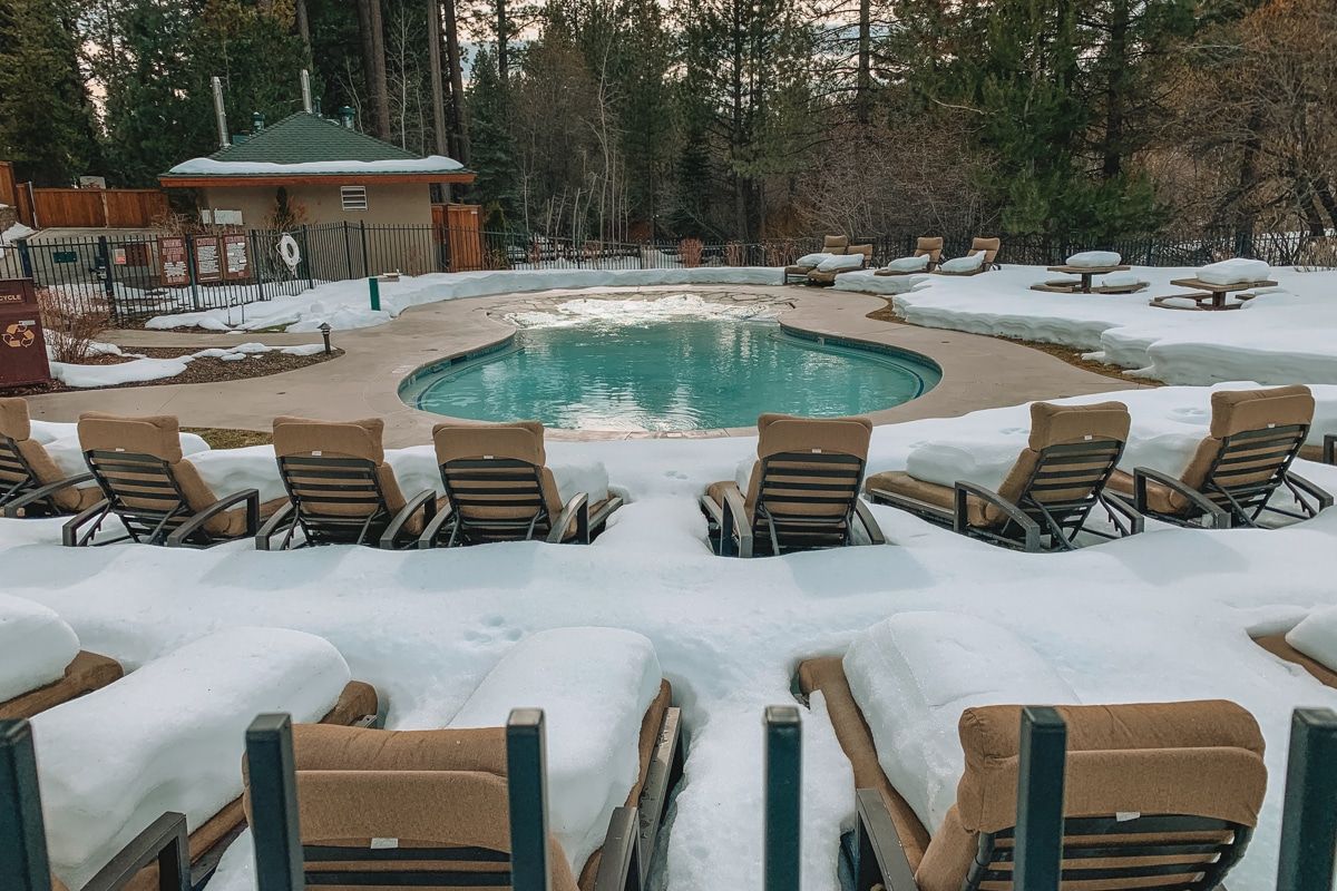 Heated swimming pool at Lake Tahoe's Hyatt Regency Spa