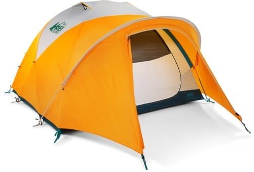Product photo for the REI Co-op Base Camp 4 Person Tent in orange.