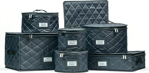 Teemto quilted and zippered china storage containers.