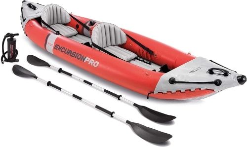 Product photo of Intex Excursion Pro in red, the best budget dog kayak.
