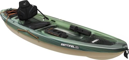 Product photo of the Pelican Sentinel 9.5 Ft in green, the best kayak for small dogs.