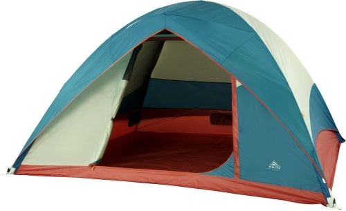 Product image for the Kelty Discovery Basecamp 6 in blue, orange, and white.