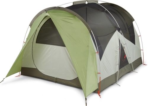 Product image for the REI Co-op Wonderland 6 Tent with Mudroom in green and grey.
