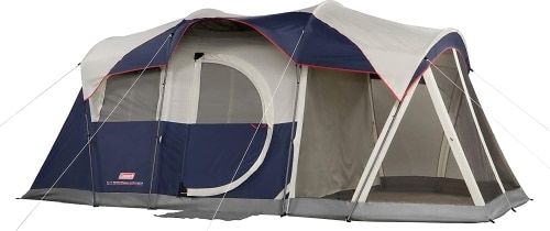 Product image for the Coleman Elite Weathermaster 6 Tent with Screen Room and AC Port.