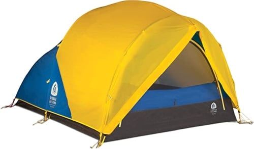 Product image for the Sierra Designs Convert Tent in blue and yellow.