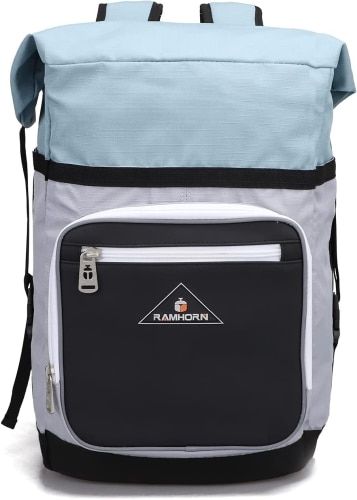 Product photo for the RAMHORN 26L Laptop Backpack in blue and grey.