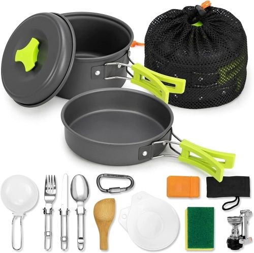 Product image for the RIrueyal 15pcs Camping Cookware Mess Kit.