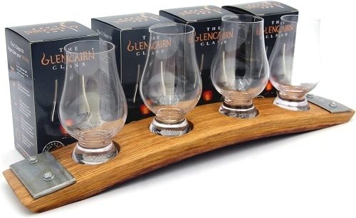 4-Glass Premium Whiskey flight with Engraved Center