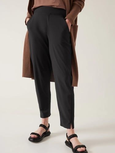 Product image for the Athleta Brooklyn Ankle Pants in black.