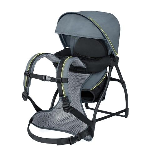 Product image for the Chicco SmartSupport Aluminum Frame Backpack Carrier in grey.