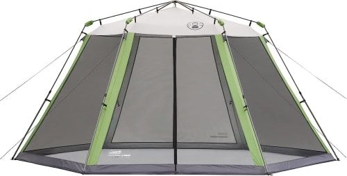 Product image for the Coleman Instant Screen House Canopy Tent with green trim.