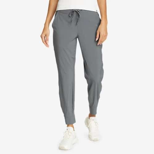 Product image for the Eddie Bauer Women's Departure Jogger Pants in grey.