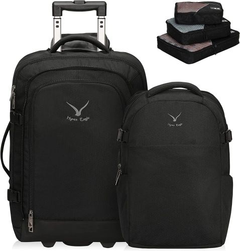 Product photo for the Hynes Eagle 2-in-1 Travel Backpack in black. 