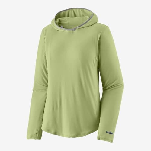 Product image for the Patagonia Women's Tropic Comfort Natural UPF Hoody in light green.