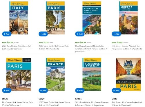 Screenshot of a search result page showing a selection of Rick Steves Books.