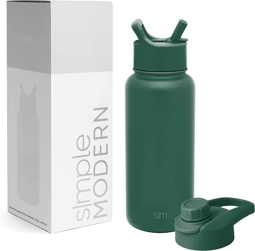 Product photo for the Simple Modern water bottle in dark green.
