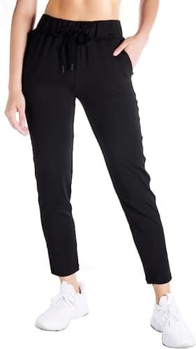 Product image for the Yogipace On The Fly Drawstring Casual Lounge Joggers in black.