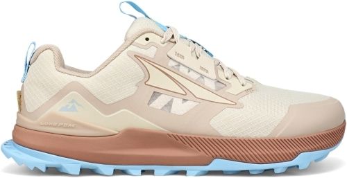Product image for the Altra Lone Peak 7 Trail-Running Shoes in white, brown, and baby blue.