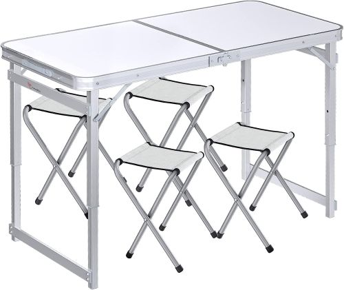 FrenzyBird Folding Picnic Table with 4 Stools