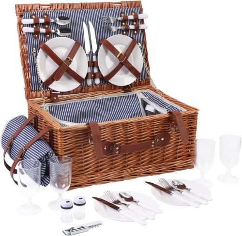 Product image for the Hand-Woven Wicker Picnic Basket.