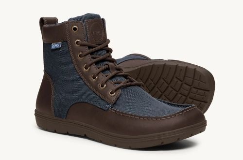 Product image for the Lems Boulder Boot in brown and blue.