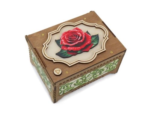 Product image for the Custom Song Flower Music Box, a painted wooden box.