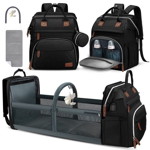 Product image for the DERJUNSTAR Diaper Bag Backpack in black.