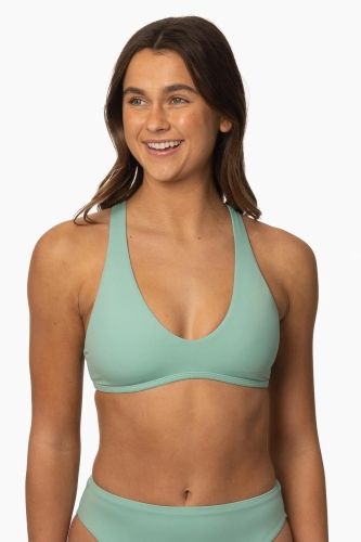 Product photo for the Jolyn Aster Bikini Top in light green.