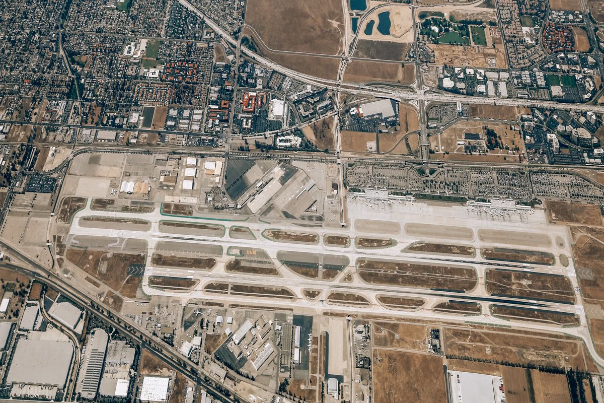 A bird's eye view of Ontario International Airport (ONT).