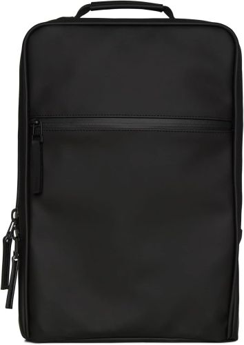 Product image for the Rains Book Backpack in black.